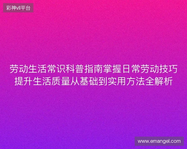 劳动生活常识科普指南掌握日常劳动技巧提升生活质量从基础到实用方法全解析 劳动生活常识科普指南掌握日常劳动技巧提升生活质量从基础到实用方法全解析